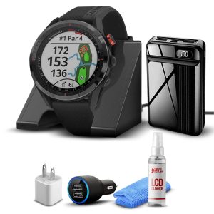 Garmin Approach S62 GPS Golf Watch (Black Bezel/Black Band) + Accessory Kit